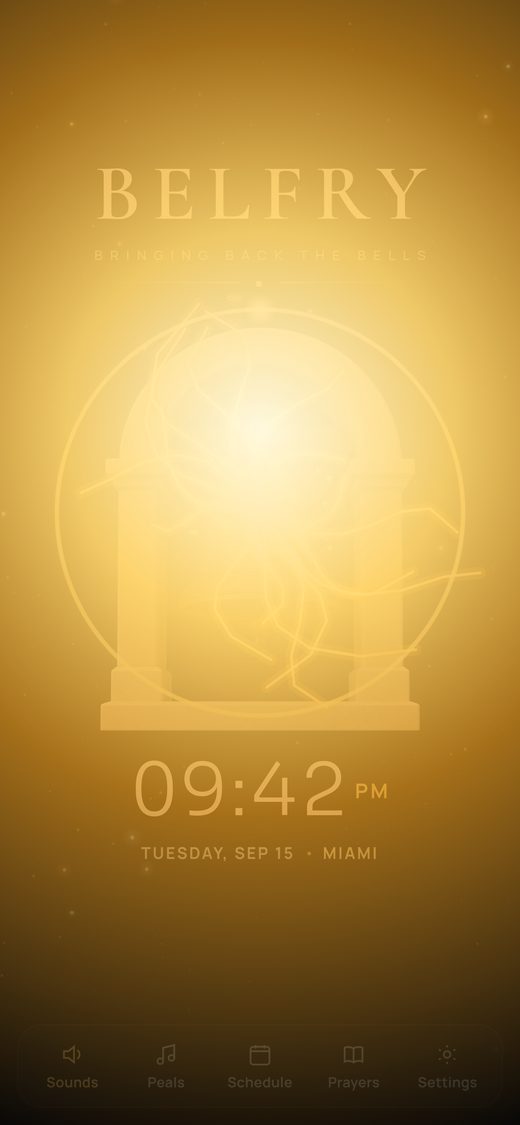 A warm golden light filling the BELFRY screen